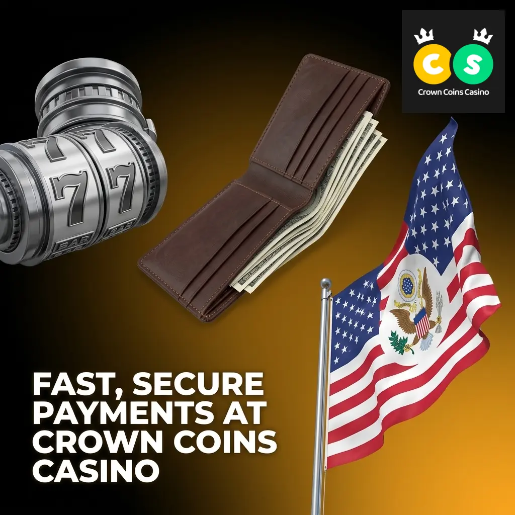 Crown Coins Casino payment methods including Apple Pay, Visa, Mastercard, Amex, and Discover for US players