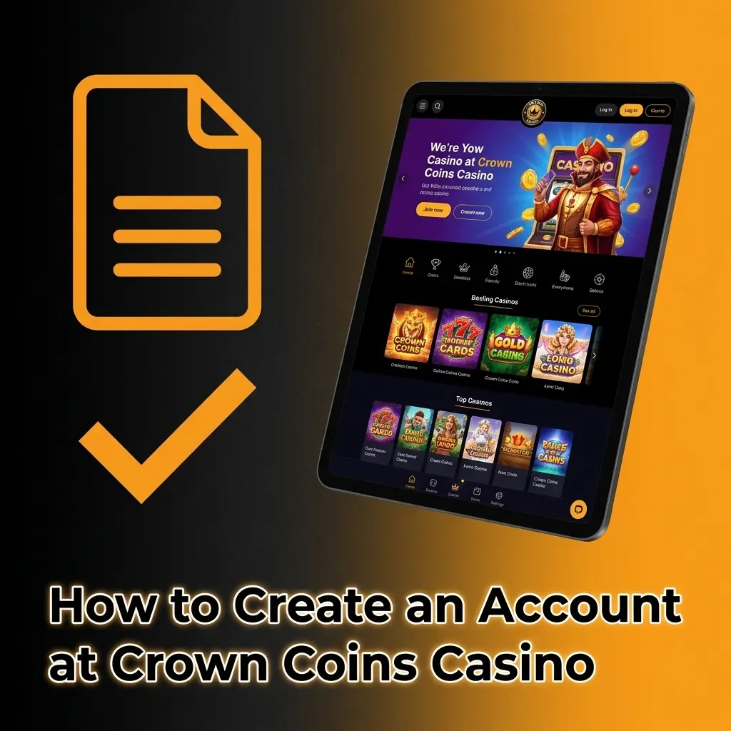 Crown Coins Casino registration form showing sign-up steps to claim 100,000 Crown Coins and 2 Sweeps Coins welcome bonus