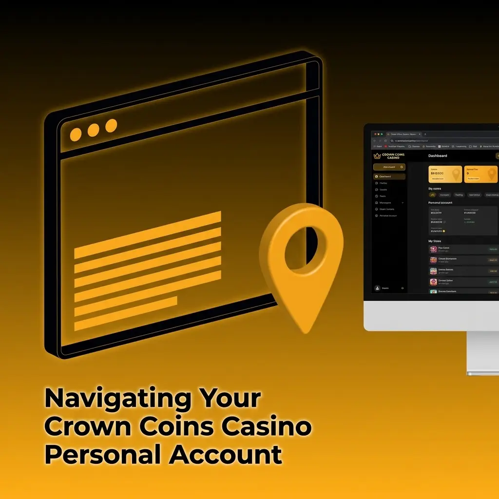 Crown Coins Casino account navigation dropdown menu showing profile, wallet, bonuses, and account management options