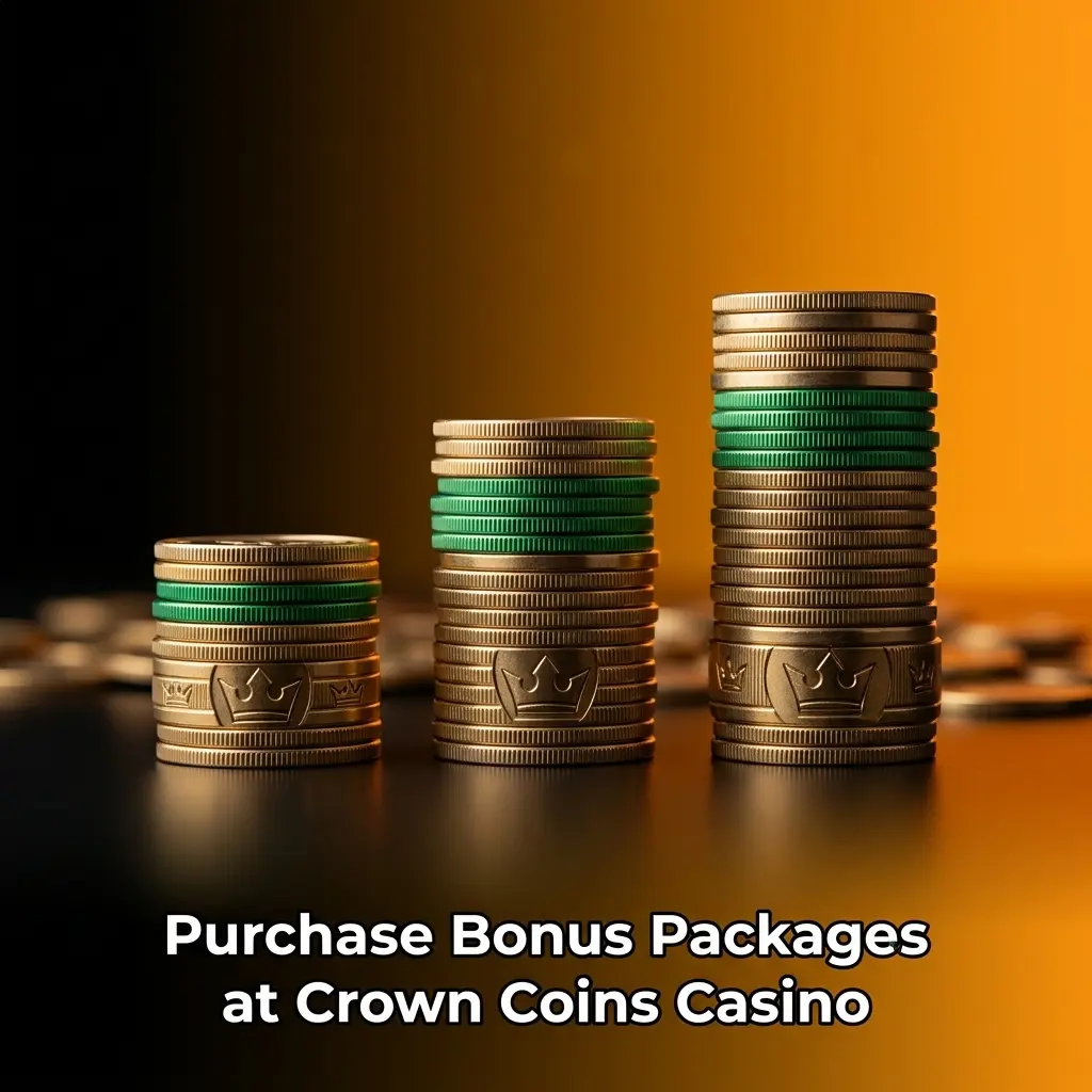 Crown Coins Casino tiered coin packages showing bonus Sweeps Coins allocations across entry, mid, and premium purchase levels