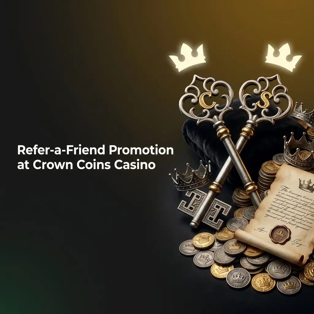 Crown Coins Casino refer-a-friend promotion rewarding players with bonus Crown Coins for successful referrals