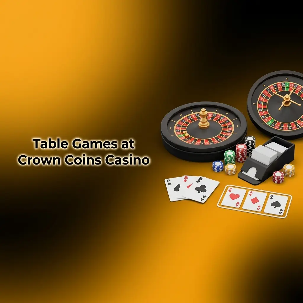 Crown Coins Casino table games including American Roulette, Blackjack, Baccarat, and Casino Hold'em with 97% RTP