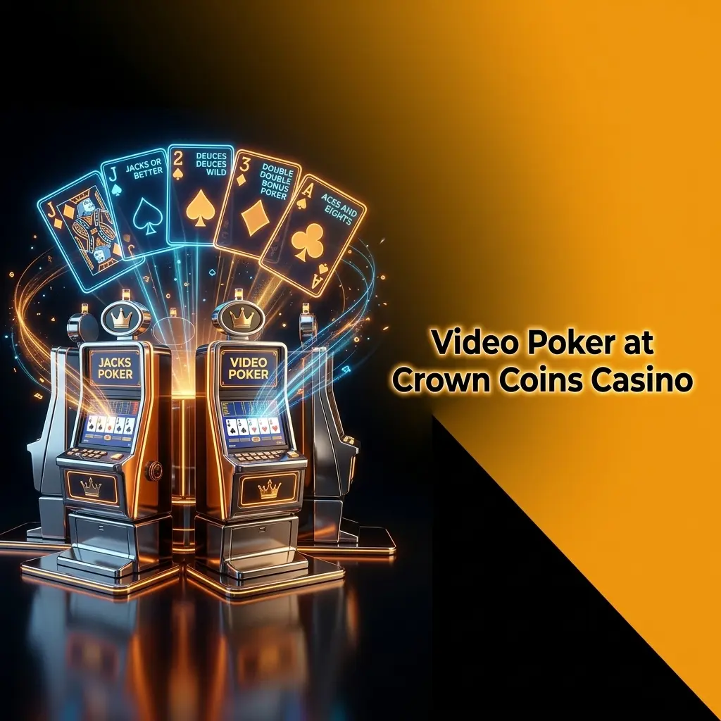 Video poker games at Crown Coins Casino including Jacks or Better, Deuces Wild, and Double Bonus variants